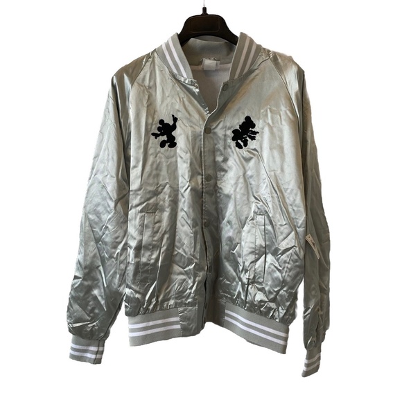 Walt Disney Imagineering Exclusive Large Mickey Disco Silver Varsity Jacket NWT - Picture 1 of 14